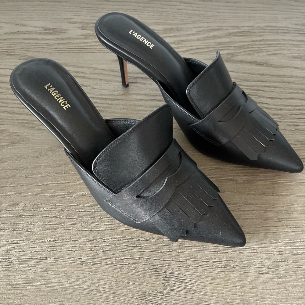 L’AGENCE Black High Heel Mules, Size 7-1/2, Never Worn, Brand New Without Box